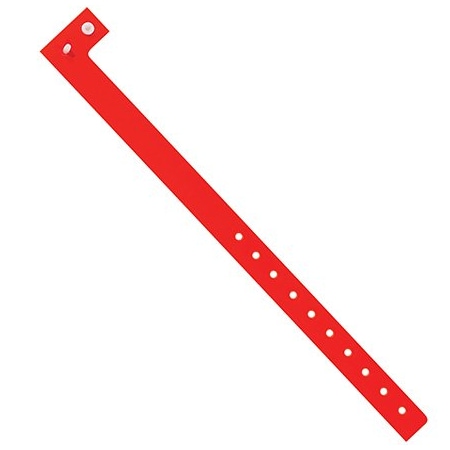Bsc Preferred 3/4'' x 10'' Day-Glo Red Plastic Wristbands, 500PK WR120RD